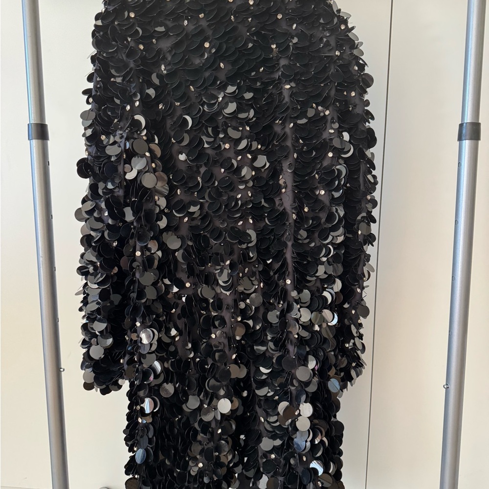 Black Sequin Trench Coat - Picture 5 of 10